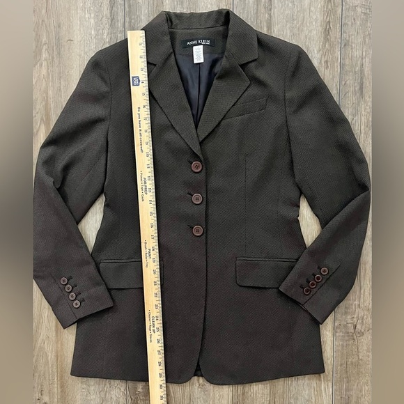 Anne Klein Blazer Womens 8 Suit Jacket Tweed Brown Long Career Work Office Korea - Picture 5 of 10